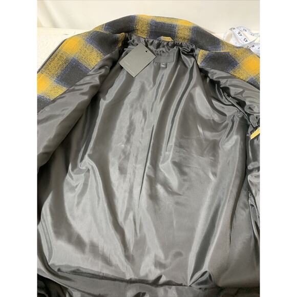 ASOS DESIGN Plus wool mix zip through jacket in yellow and blue check NEW XS - Picture 8 of 9